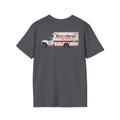 A dark gray short-sleeve t-shirt with a graphic of a white fire rescue truck featuring red lettering that reads 'MURPLE & MURCHE FIRE RESCUE' on the chest, displayed against a solid white background.