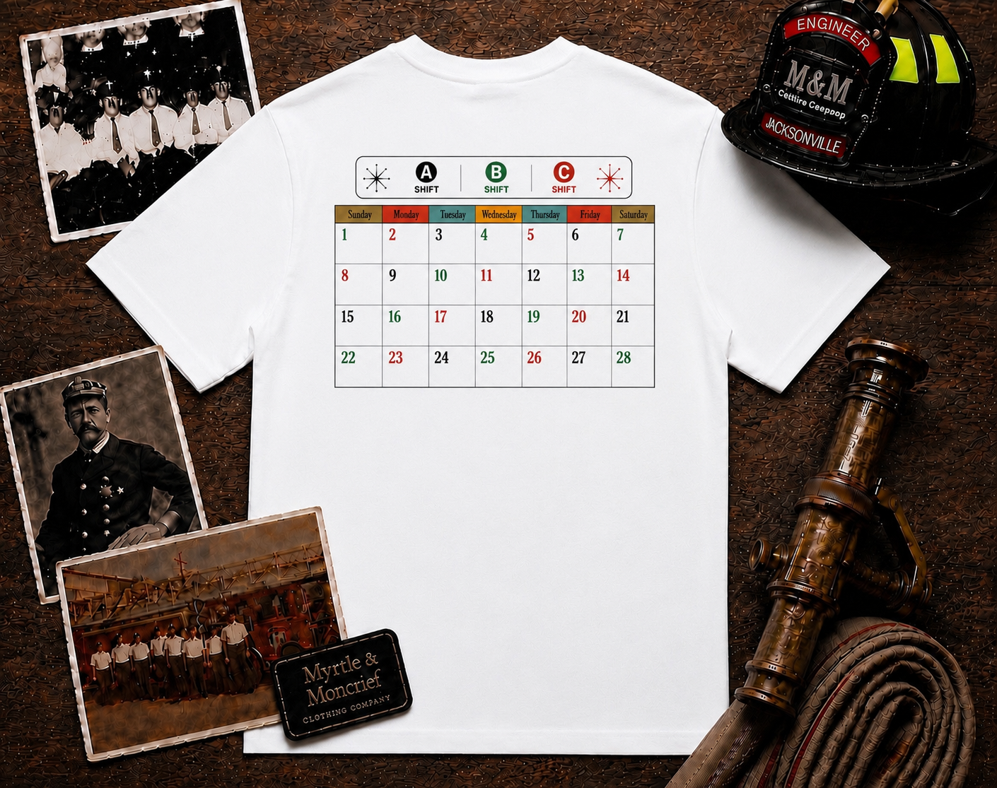 The Myrtle & Moncrief Shift Calendar Shirt