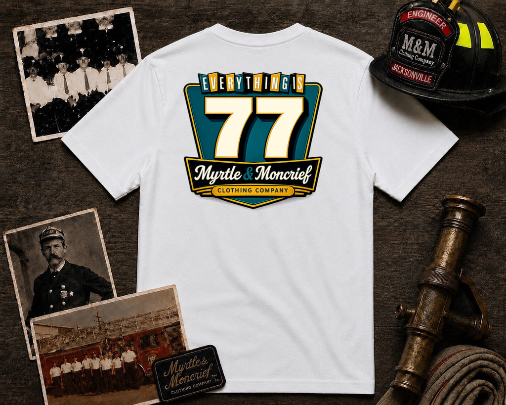 Everything is 77: Duuuvvaaall Edition — Myrtle & Moncrief Crest T-Shirt